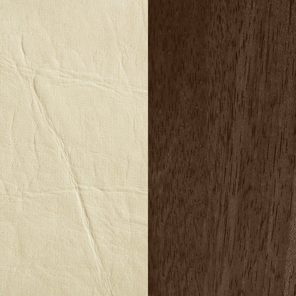 Meridian Furniture Arielle Twin Bed Faux Leather Upholstered Walnut Frame Mid-century Tall Headboard Bedroom Cream ArielleCream-T