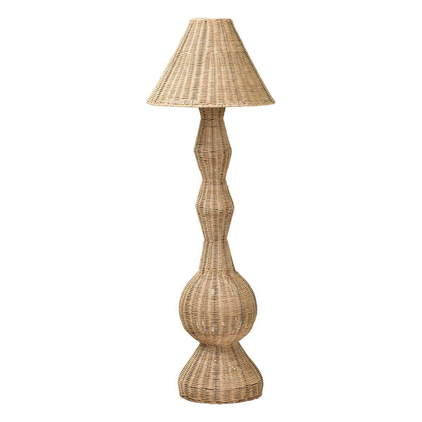 Bali & Pari Arlette Handcrafted Rattan Floor Lamp Bohemian Coastal Ambient Light