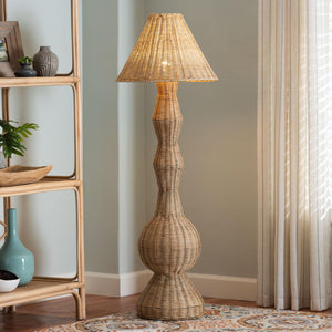 Bali & Pari Arlette Handcrafted Rattan Floor Lamp Bohemian Coastal Ambient Light