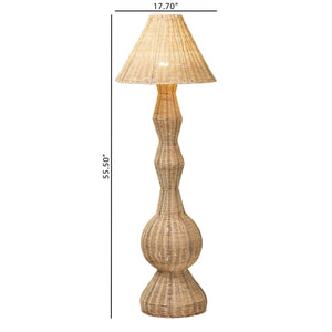 Bali & Pari Arlette Handcrafted Rattan Floor Lamp Bohemian Coastal Ambient Light