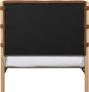 Meridian Furniture Asher Faux Leather Twin Bed Tall Upholstered Headboard Mid-century Modern Bedroom Frame Cognac AsherCognac-T