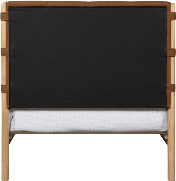 Meridian Furniture Asher Faux Leather Twin Bed Tall Upholstered Headboard Mid-century Modern Bedroom Frame Cognac AsherCognac-T