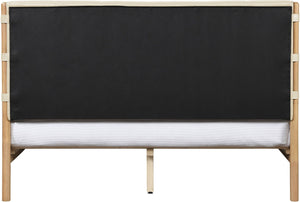 Meridian Furniture Asher King Bed Vegan Leather Upholstered Solid Wood Frame Mid-century Low Profile Bedroom Cream AsherCream-K