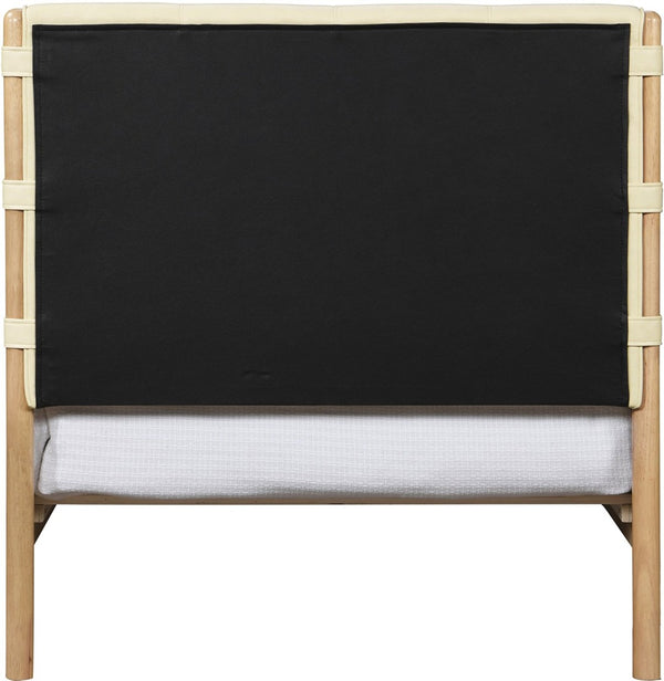 Meridian Furniture Asher Faux Leather Twin Bed Tall Upholstered Headboard Mid-century Modern Bedroom Frame Cream AsherCream-T