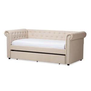 Baxton Studio Baxton Studio Mabelle Modern Upholstered Trundle Daybed with Elegant Design and Comfort Features Beige Ashley-Beige-Daybed