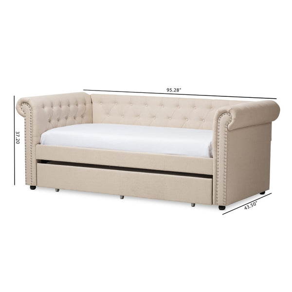 Baxton Studio Baxton Studio Mabelle Modern Upholstered Trundle Daybed with Elegant Design and Comfort Features Beige Ashley-Beige-Daybed