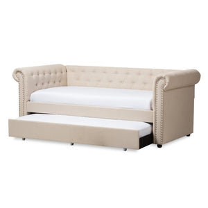 Baxton Studio Baxton Studio Mabelle Modern Upholstered Trundle Daybed with Elegant Design and Comfort Features Beige Ashley-Beige-Daybed