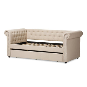 Baxton Studio Baxton Studio Mabelle Modern Upholstered Trundle Daybed with Elegant Design and Comfort Features Beige Ashley-Beige-Daybed
