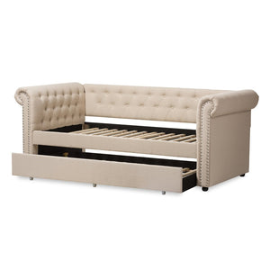 Baxton Studio Baxton Studio Mabelle Modern Upholstered Trundle Daybed with Elegant Design and Comfort Features Beige Ashley-Beige-Daybed