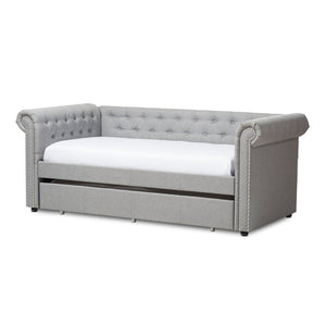 Baxton Studio Baxton Studio Mabelle Modern Upholstered Trundle Daybed with Elegant Design and Comfort Features Grey Ashley-Grey-Daybed