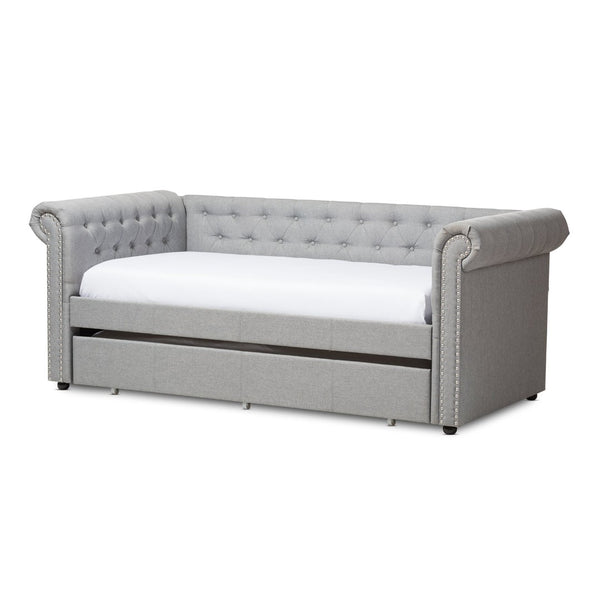 Baxton Studio Baxton Studio Mabelle Modern Upholstered Trundle Daybed with Elegant Design and Comfort Features Grey Ashley-Grey-Daybed