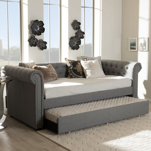 Baxton Studio Baxton Studio Mabelle Modern Upholstered Trundle Daybed with Elegant Design and Comfort Features Grey Ashley-Grey-Daybed