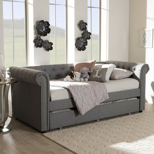 Baxton Studio Baxton Studio Mabelle Modern Upholstered Trundle Daybed with Elegant Design and Comfort Features Grey Ashley-Grey-Daybed