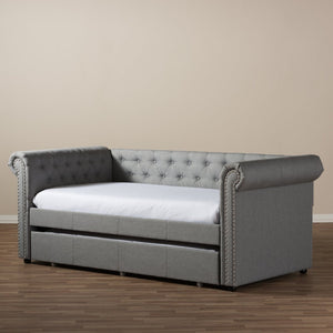 Baxton Studio Baxton Studio Mabelle Modern Upholstered Trundle Daybed with Elegant Design and Comfort Features Grey Ashley-Grey-Daybed