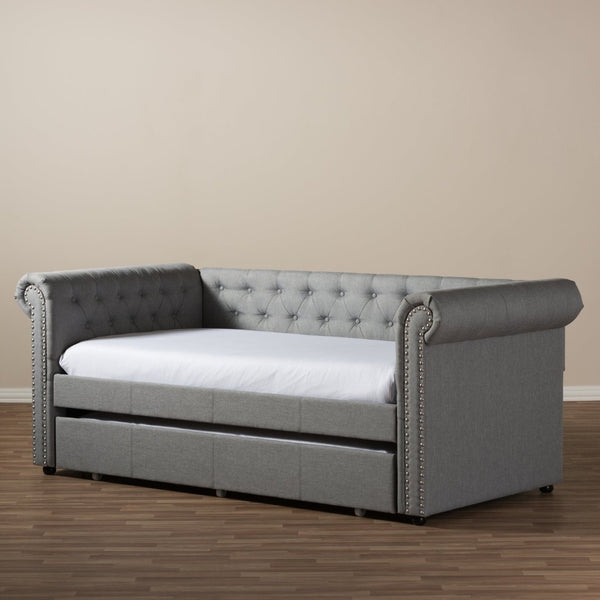 Baxton Studio Baxton Studio Mabelle Modern Upholstered Trundle Daybed with Elegant Design and Comfort Features Grey Ashley-Grey-Daybed