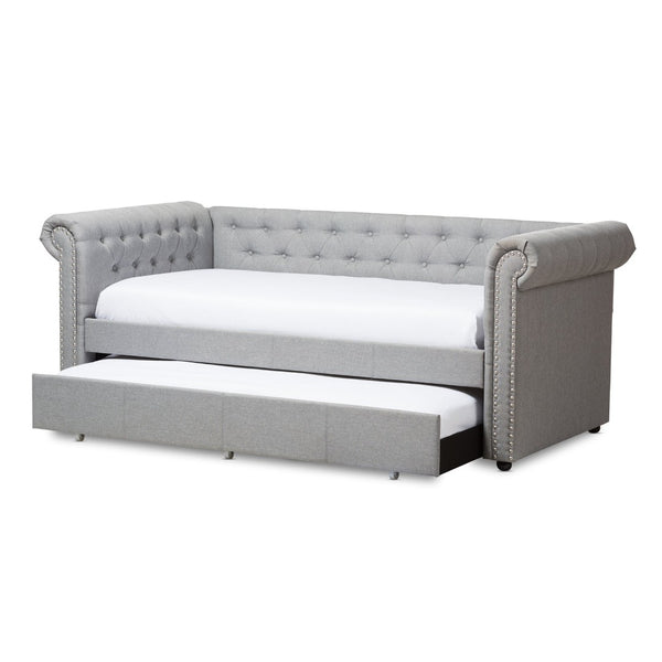 Baxton Studio Baxton Studio Mabelle Modern Upholstered Trundle Daybed with Elegant Design and Comfort Features Grey Ashley-Grey-Daybed