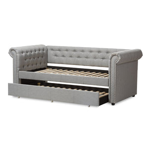 Baxton Studio Baxton Studio Mabelle Modern Upholstered Trundle Daybed with Elegant Design and Comfort Features Grey Ashley-Grey-Daybed