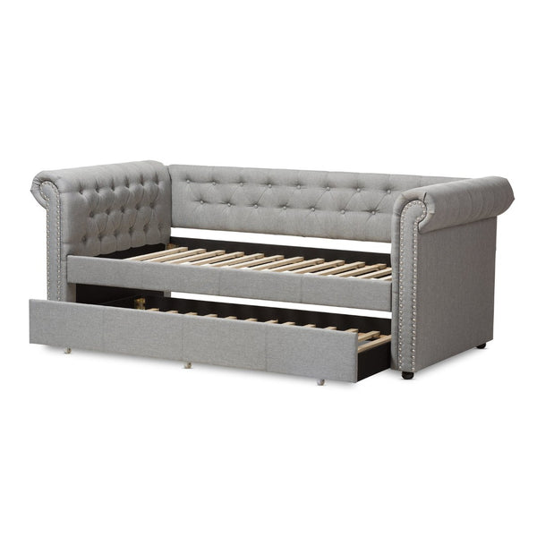 Baxton Studio Baxton Studio Mabelle Modern Upholstered Trundle Daybed with Elegant Design and Comfort Features Grey Ashley-Grey-Daybed
