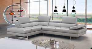 A761 Italian Leather Sectional Light Grey