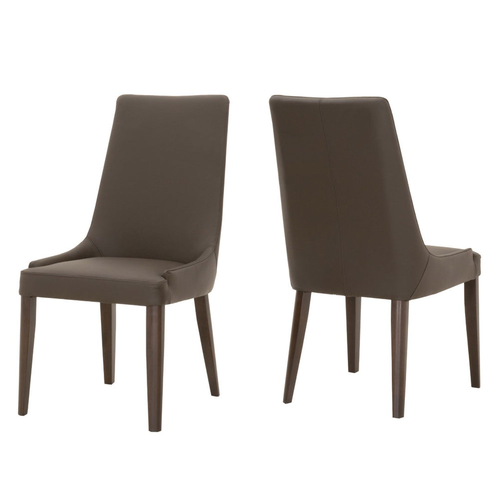 Essentials For Living Aurora Dining Chairs Set Of 2 - Elegant Top Grain Leather With Curved Backrest For Modern Spaces Walnut Solid Rubberwood 5131.Ala/Wal