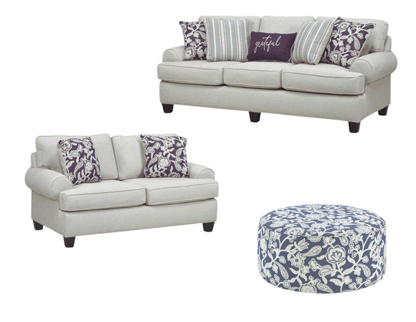 Fusion Awesome Oatmeal Sophie Indigo Cocktail Ottoman – Stylish, Kid-friendly, Stain-resistant & Versatile Indigo,White Ws,100% Polypropylene 140 Sophie Indigo Cocktail Ottoman