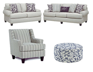 Fusion Awesome Oatmeal Sophie Indigo Cocktail Ottoman – Stylish, Kid-friendly, Stain-resistant & Versatile Indigo,White Ws,100% Polypropylene 140 Sophie Indigo Cocktail Ottoman