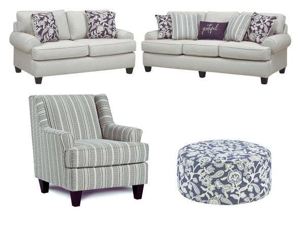 Fusion Awesome Farmhouse Indigo Accent Chair With Reversible Cushion And Stain-resistant Fabric For Durability Multi Ws,100% Polypropylene 340 Farmhouse Indigo Accent Chair