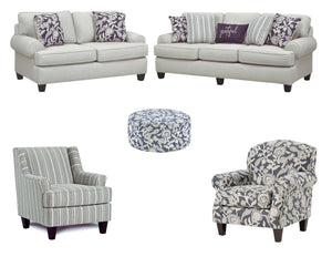 Fusion Awesome Farmhouse Indigo Accent Chair With Reversible Cushion And Stain-resistant Fabric For Durability Indigo,White Ws,100% Polypropylene 532 Sophie Indigo Accent Chair