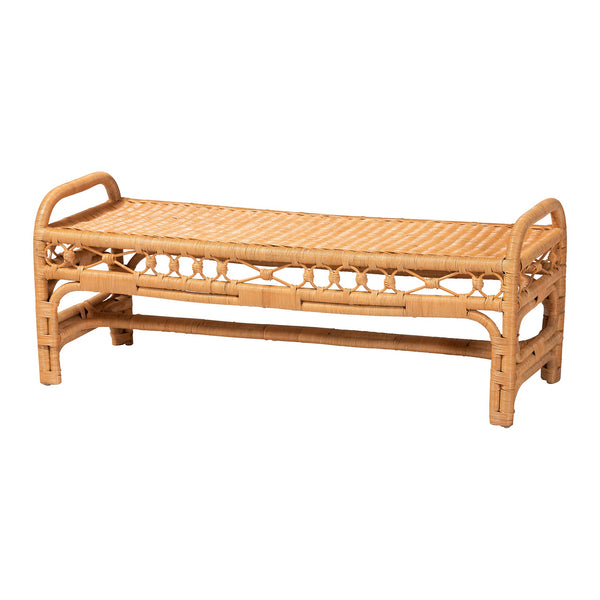 Baxton Studio Bali & Pari Ayala Handwoven Rattan Bench Artisan Boho Seating for Living Room Ayala-Light Honey Rattan-Bench