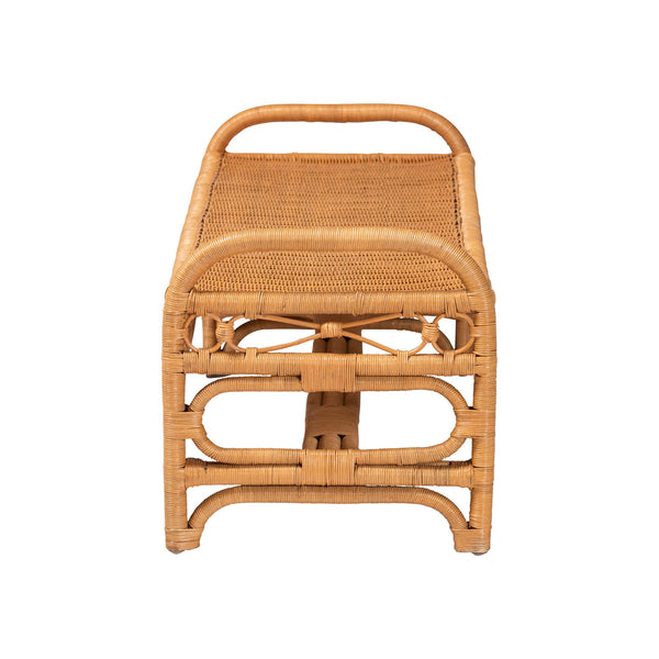 Bali & Pari Ayala Handwoven Rattan Bench Artisan Boho Seating for Living Room