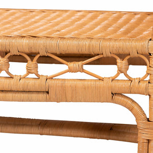 Bali & Pari Ayala Handwoven Rattan Bench Artisan Boho Seating for Living Room