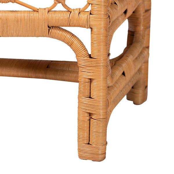 Bali & Pari Ayala Handwoven Rattan Bench Artisan Boho Seating for Living Room