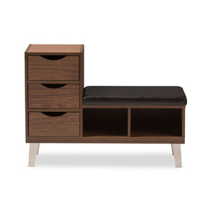 Baxton Studio Baxton Studio Arielle Contemporary Walnut Storage Bench with Padded Seat & Versatile Shoe Organizer B-001-Walnut