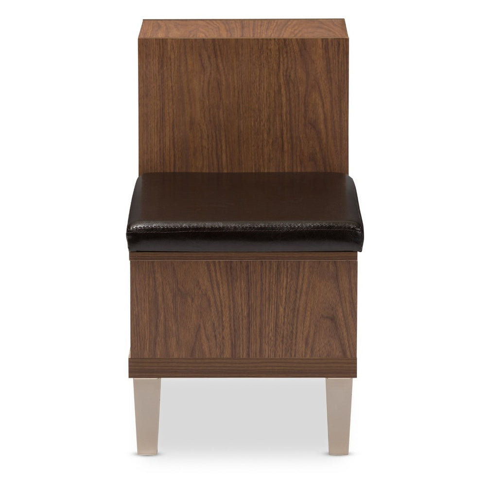 Baxton Studio Baxton Studio Arielle Contemporary Walnut Storage Bench with Padded Seat & Versatile Shoe Organizer B-001-Walnut