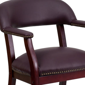 English Elm Diamond Elegant Conference Chair with Brass Nailhead Trim, Contoured Cushions, and Casters Burgundy LeatherSoft B-Z100-LF19-LEA-GG