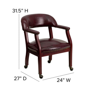 English Elm Sarah Luxurious Conference Chair with Brass Nailhead Trim, Solid Wood Frame & Smooth Mobility Oxblood Vinyl B-Z100-OXBLOOD-GG