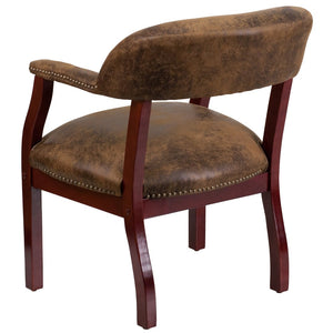 English Elm Diamond Bomber Jacket Chair - Luxurious Brown Microfiber Conference Seat with Brass Nailhead Trim B-Z105-BRN-GG