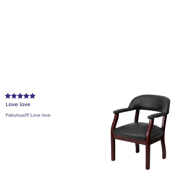 English Elm Diamond Executive Conference Chair with Brass Nailhead Trim for Stylish Office Seating Solutions Black LeatherSoft B-Z105-LF-0005-BK-LEA-GG