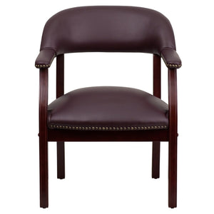 English Elm Diamond Executive Conference Chair with Brass Nailhead Trim for Stylish Office Seating Solutions Burgundy LeatherSoft B-Z105-LF19-LEA-GG