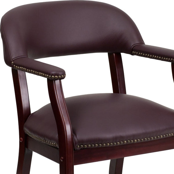 English Elm Diamond Executive Conference Chair with Brass Nailhead Trim for Stylish Office Seating Solutions Burgundy LeatherSoft B-Z105-LF19-LEA-GG