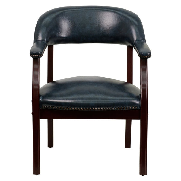 English Elm Diamond Luxurious Conference Chair with Brass Nailhead Trim for Elegant Office and Reception Areas Navy Vinyl B-Z105-NAVY-GG