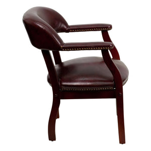 English Elm Diamond Luxurious Conference Chair with Brass Nailhead Trim for Elegant Office and Reception Areas Oxblood Vinyl B-Z105-OXBLOOD-GG