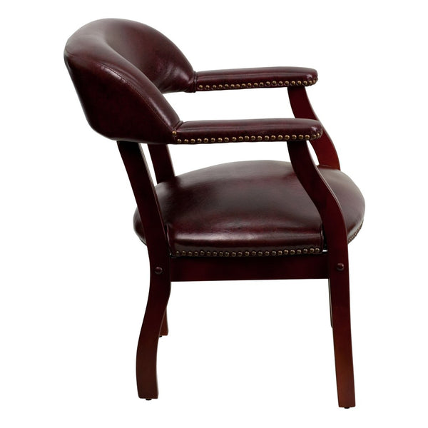 English Elm Diamond Luxurious Conference Chair with Brass Nailhead Trim for Elegant Office and Reception Areas Oxblood Vinyl B-Z105-OXBLOOD-GG
