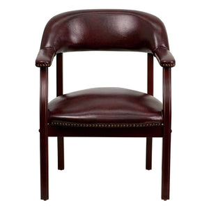 English Elm Diamond Luxurious Conference Chair with Brass Nailhead Trim for Elegant Office and Reception Areas Oxblood Vinyl B-Z105-OXBLOOD-GG