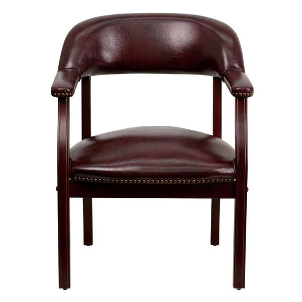 English Elm Diamond Luxurious Conference Chair with Brass Nailhead Trim for Elegant Office and Reception Areas Oxblood Vinyl B-Z105-OXBLOOD-GG