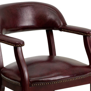 English Elm Diamond Luxurious Conference Chair with Brass Nailhead Trim for Elegant Office and Reception Areas Oxblood Vinyl B-Z105-OXBLOOD-GG