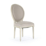 Medallion Side Chair Distressed Ivory Oak / Natural Linen, Burlap B004 309 A003/H010 Zentique