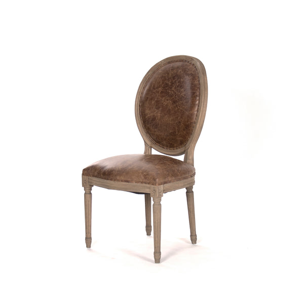 Medallion Side Chair Reclaimed Oak, Top Grain Brown Leather B004 E255-3 CP035 Jute Zentique