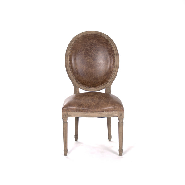 Medallion Side Chair Reclaimed Oak, Top Grain Brown Leather B004 E255-3 CP035 Jute Zentique