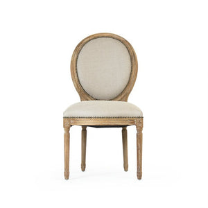 Medallion Side Chair Limed Grey Oak, Natural Linen B004 E272 A003 w/ Nailhead Zentique